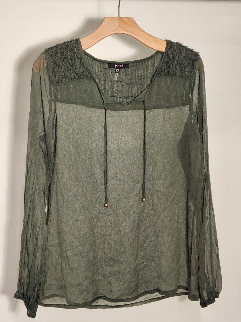 YEST Sheer Green Blouse Women's Size 6